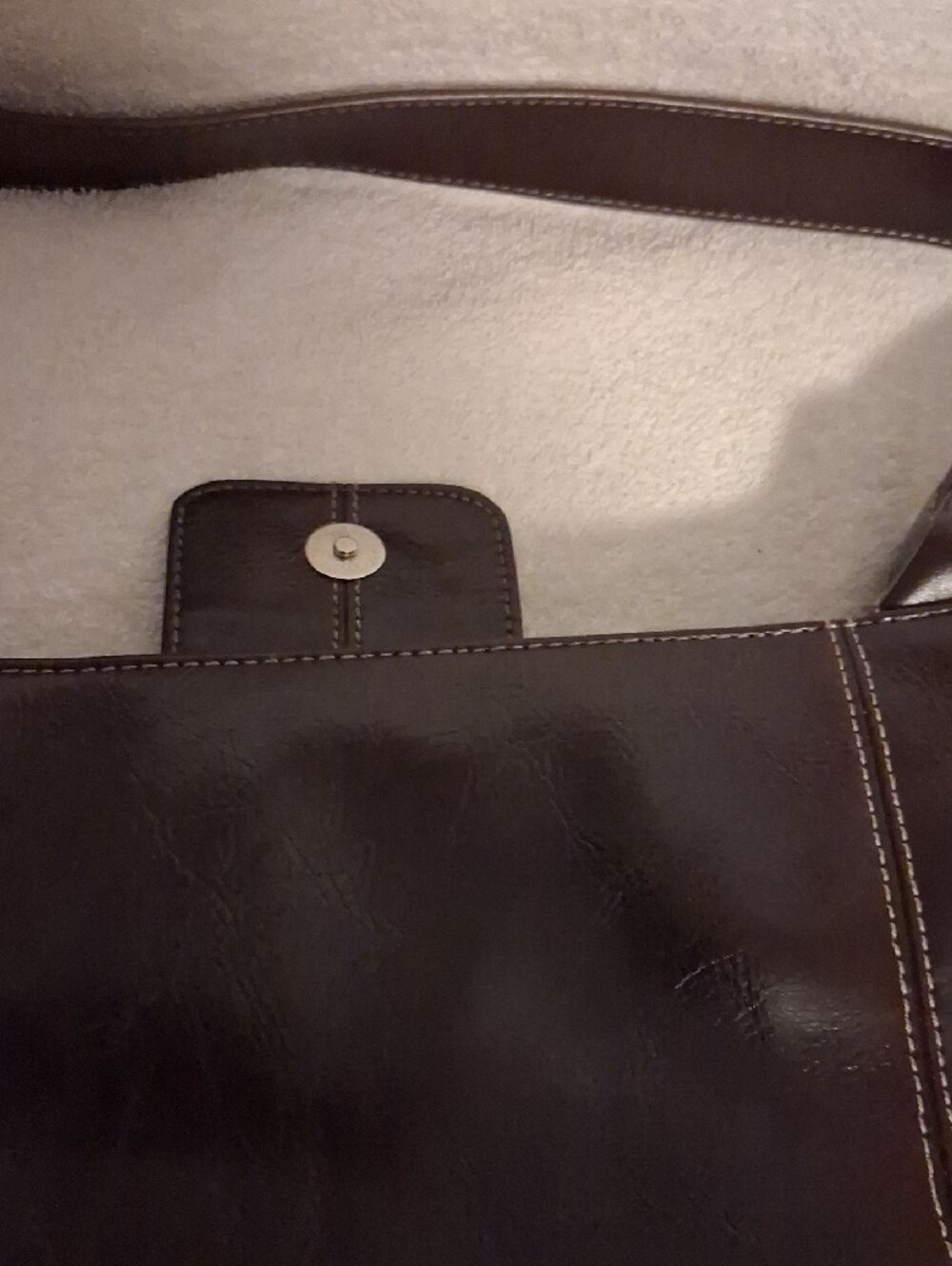 Nine West Black Shoulder Bag with White Contrast Stitching - Picture 6 of 9